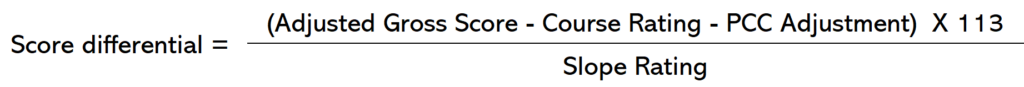 Score Differential Formula from adjusted gross score
