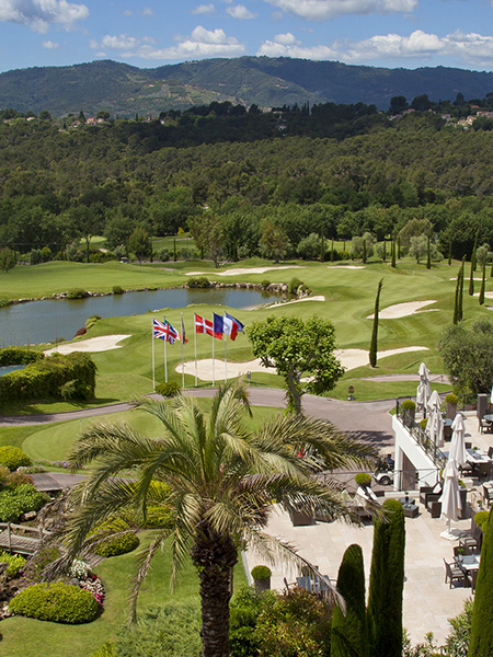 Royal Mougins Golf Club overview with flags