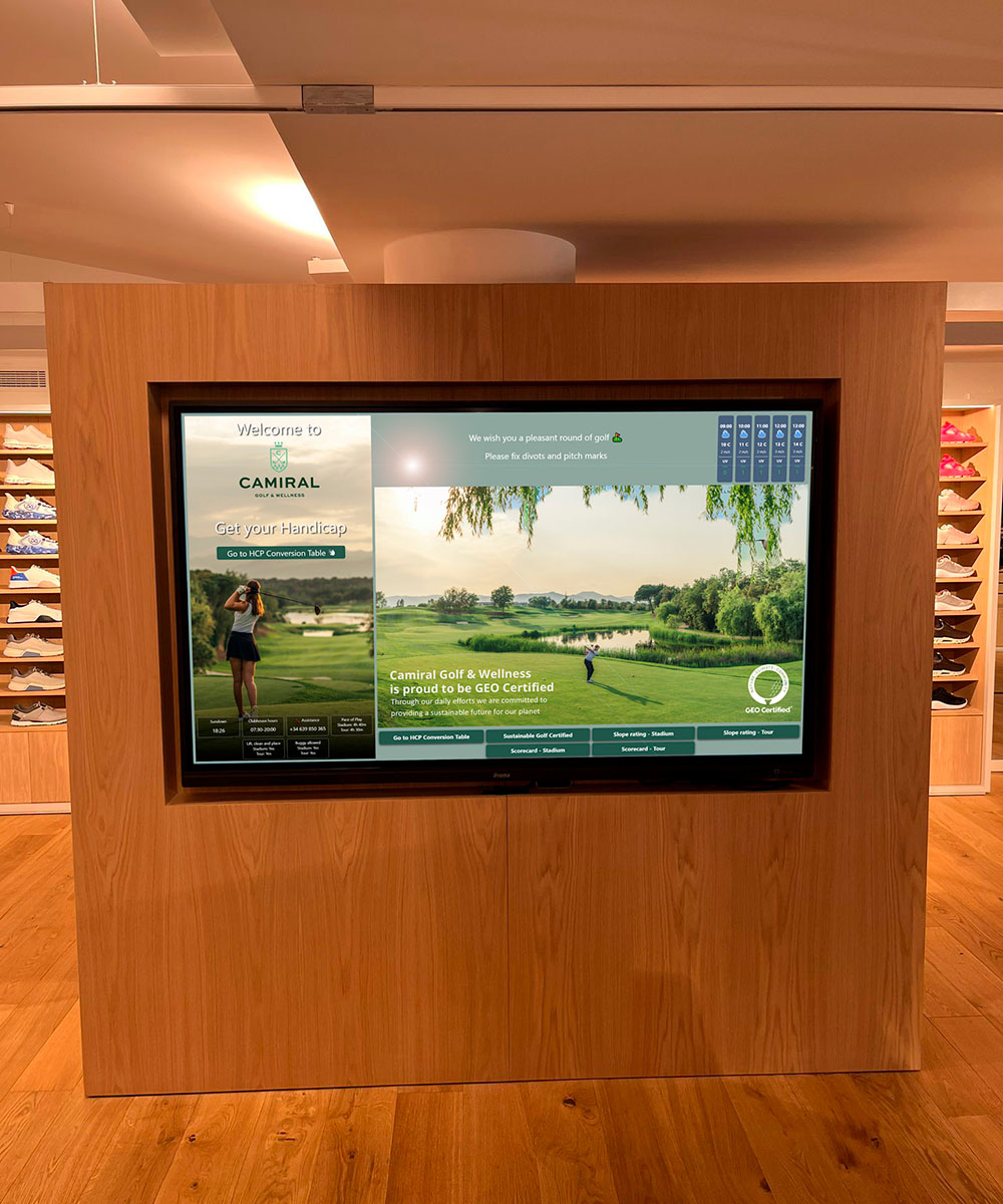 How Many Strokes digital information board installed at Camiral Golf and Wellness