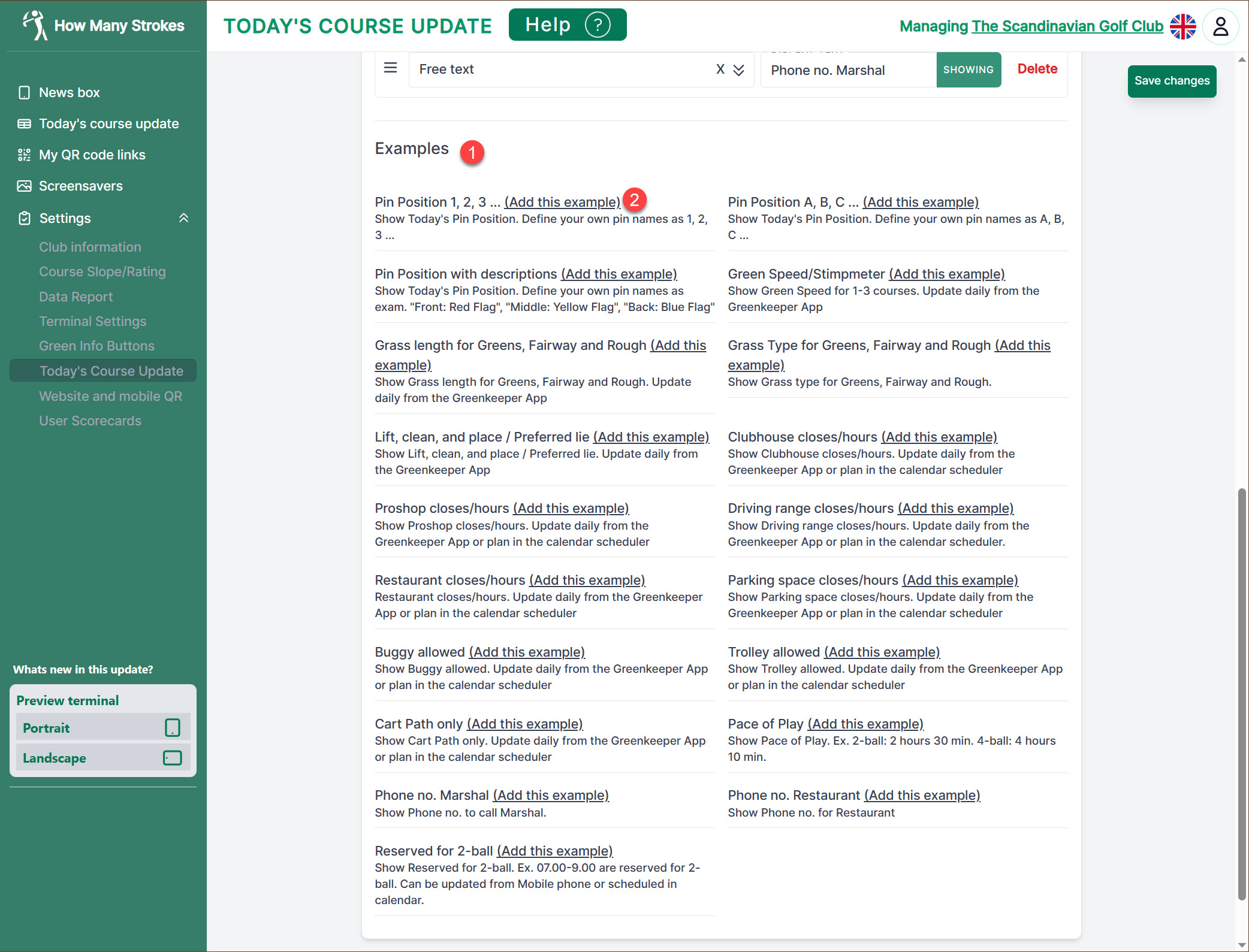 Todays Course Update Example List