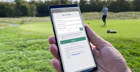 Hand with Club App and sign-up