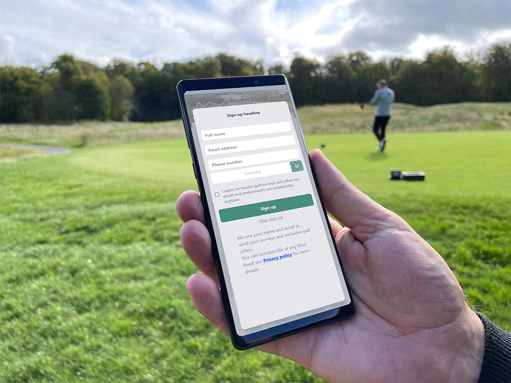 Hand with Club App and sign-up