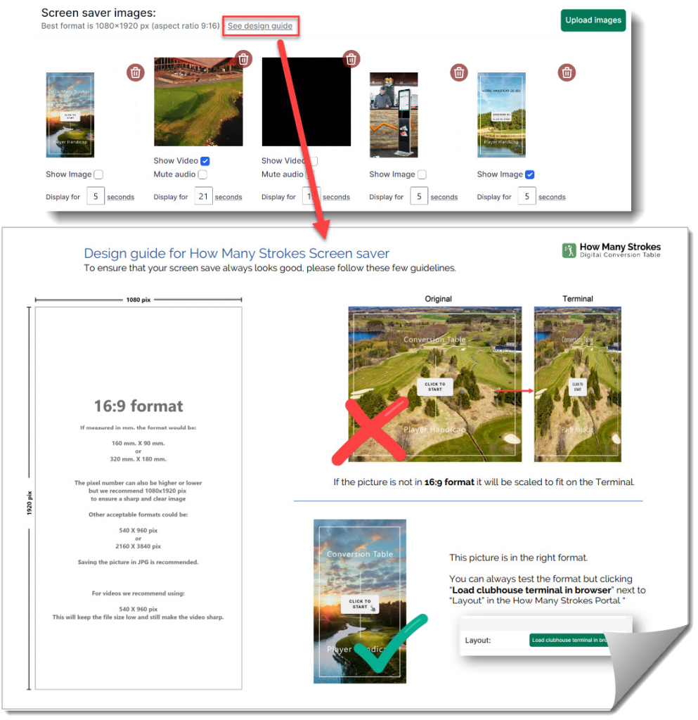 Design Guide for creating screen saver images for your Golf Club