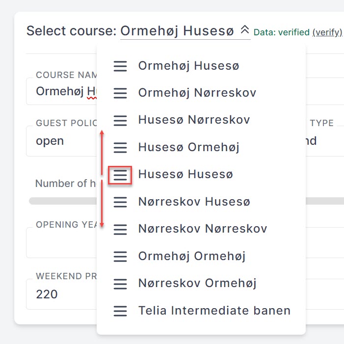 Sort your Golf Courses on the Terminal